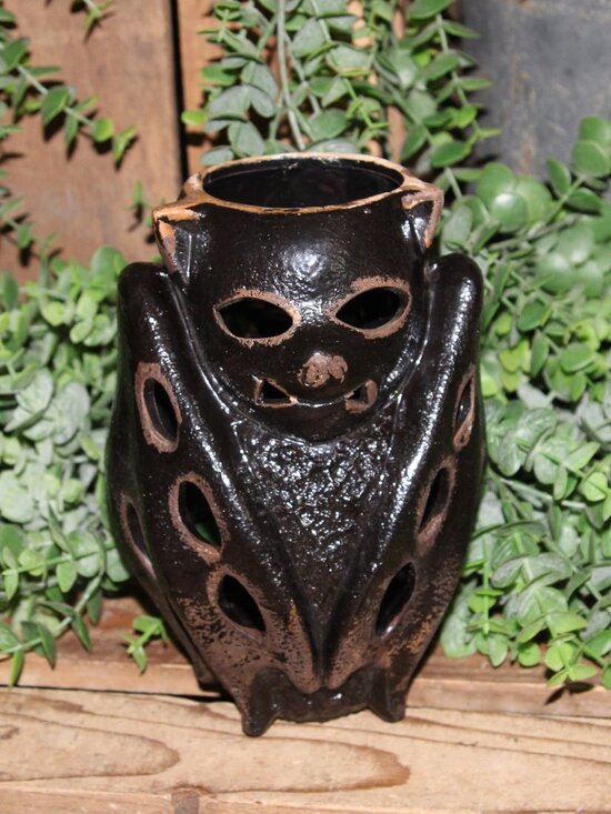 Vintage Other - Unique Dark Moody Gothic Acedamia VTG Ceramic Filigree Bat Tea Light Holder